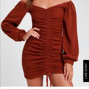 Lulus Off The Shoulder Long Sleeve Body Con Dress